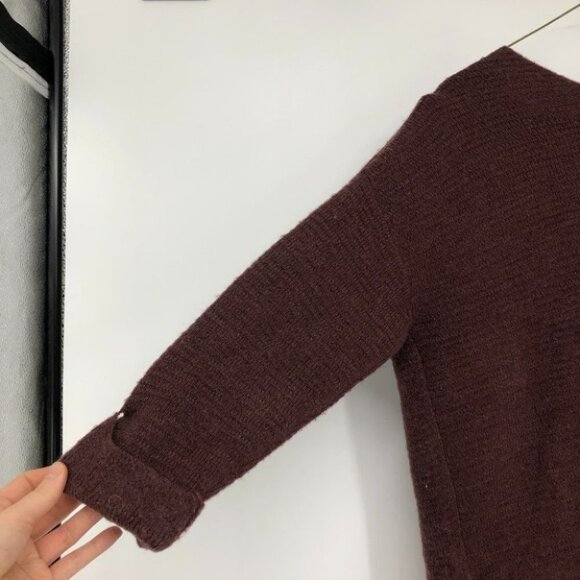 Monk & Lou burgundy acrylic knit cocoon longline cardigan side pockets XS - Picture 9 of 15